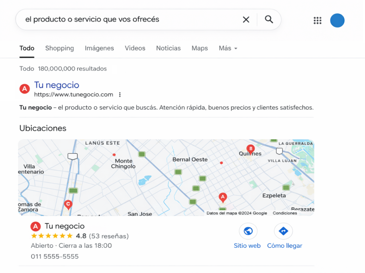 Con la solución adecuada ahora tu Negocio aparece en internet con su propia página web y contacto visible